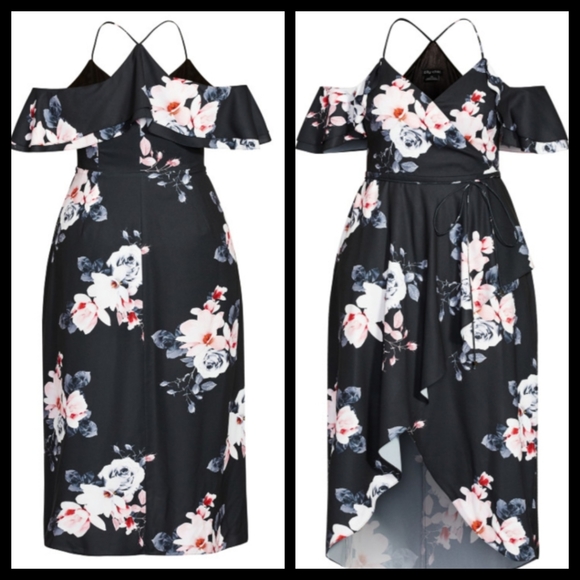 City Chic Black Floral Maxi Dress NWT - Picture 2 of 4
